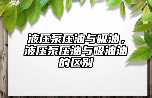 液壓泵壓油與吸油，液壓泵壓油與吸油油的區(qū)別