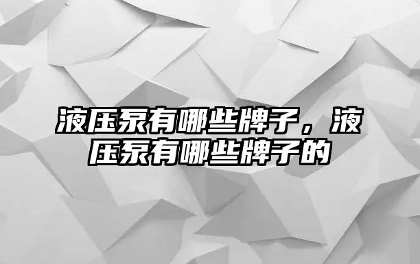 液壓泵有哪些牌子，液壓泵有哪些牌子的