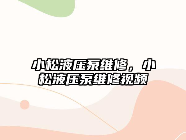 小松液壓泵維修，小松液壓泵維修視頻