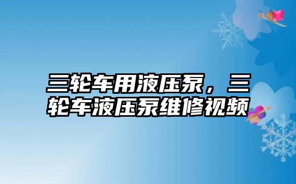 三輪車用液壓泵，三輪車液壓泵維修視頻