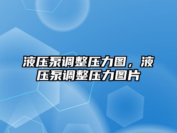 液壓泵調整壓力圖，液壓泵調整壓力圖片