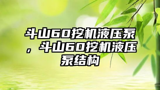 斗山60挖機(jī)液壓泵，斗山60挖機(jī)液壓泵結(jié)構(gòu)