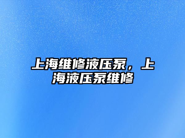 上海維修液壓泵，上海液壓泵維修