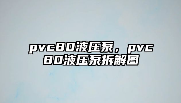 pvc80液壓泵，pvc80液壓泵拆解圖