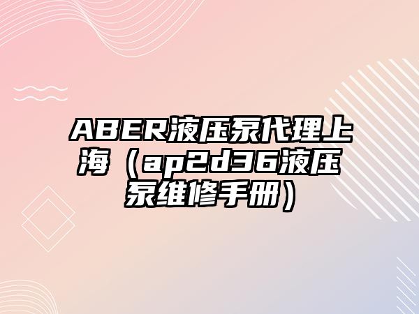 ABER液壓泵代理上海（ap2d36液壓泵維修手冊(cè)）