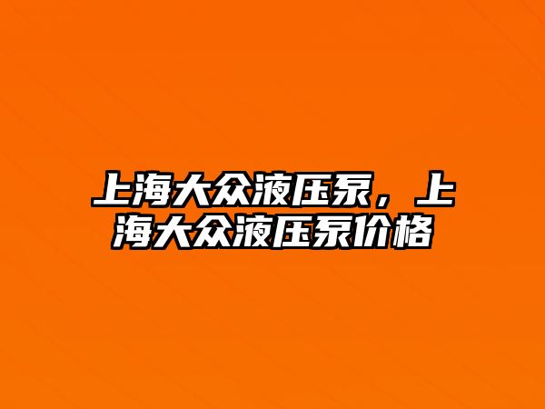 上海大眾液壓泵，上海大眾液壓泵價格