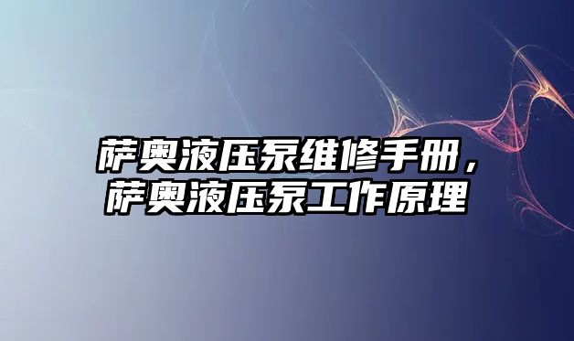 薩奧液壓泵維修手冊，薩奧液壓泵工作原理