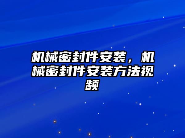 機(jī)械密封件安裝，機(jī)械密封件安裝方法視頻