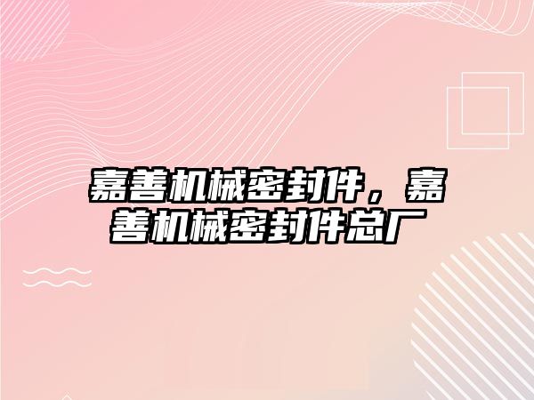 嘉善機械密封件，嘉善機械密封件總廠