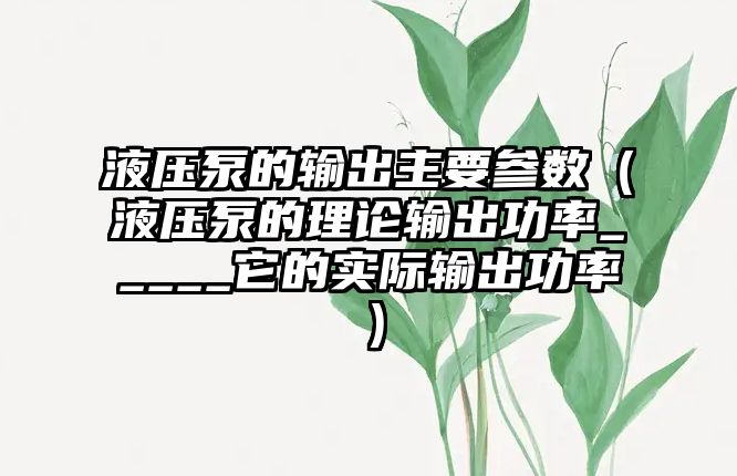 液壓泵的輸出主要參數(shù)（液壓泵的理論輸出功率_____它的實際輸出功率）