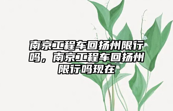 南京工程車回?fù)P州限行嗎，南京工程車回?fù)P州限行嗎現(xiàn)在