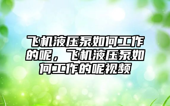 飛機液壓泵如何工作的呢，飛機液壓泵如何工作的呢視頻