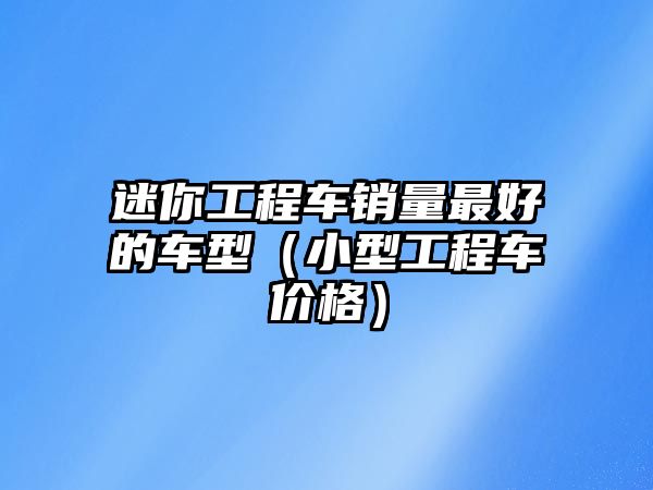 迷你工程車銷量最好的車型（小型工程車價格）