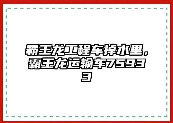 霸王龍工程車掉水里，霸王龍運(yùn)輸車75933