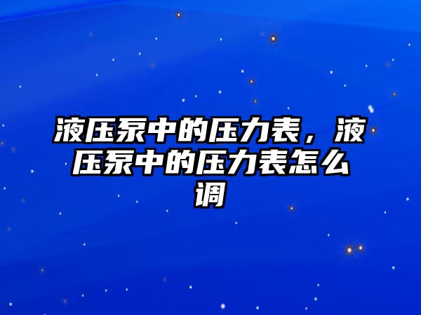 液壓泵中的壓力表，液壓泵中的壓力表怎么調(diào)