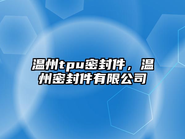 溫州tpu密封件，溫州密封件有限公司