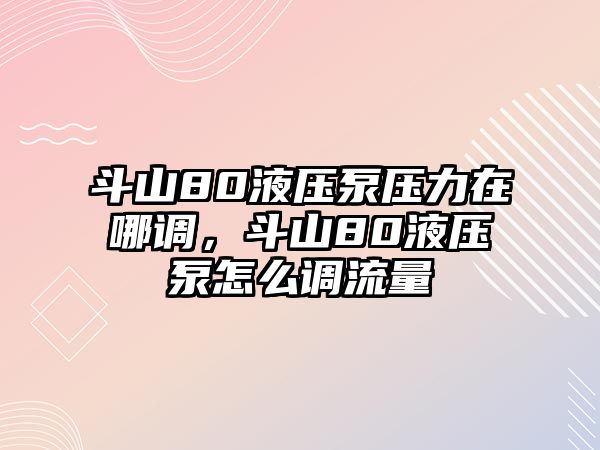 斗山80液壓泵壓力在哪調(diào)，斗山80液壓泵怎么調(diào)流量