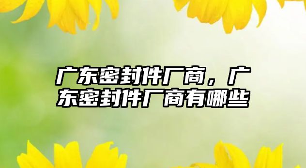 廣東密封件廠商，廣東密封件廠商有哪些