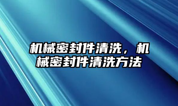 機(jī)械密封件清洗，機(jī)械密封件清洗方法