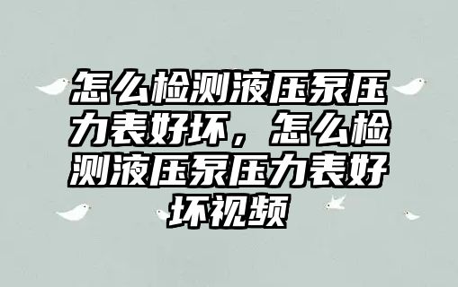 怎么檢測液壓泵壓力表好壞，怎么檢測液壓泵壓力表好壞視頻