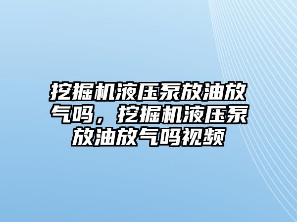 挖掘機(jī)液壓泵放油放氣嗎，挖掘機(jī)液壓泵放油放氣嗎視頻