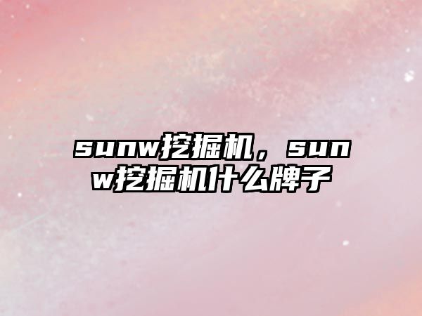 sunw挖掘機(jī)，sunw挖掘機(jī)什么牌子